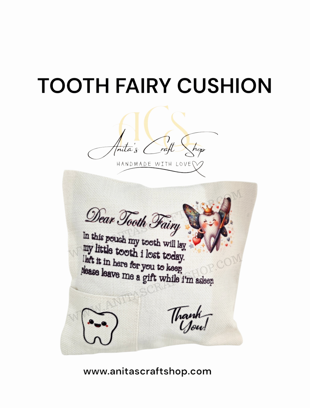 tooth fairy cushion - tooth fairy, personalised tooth fairy cushion - teeth
