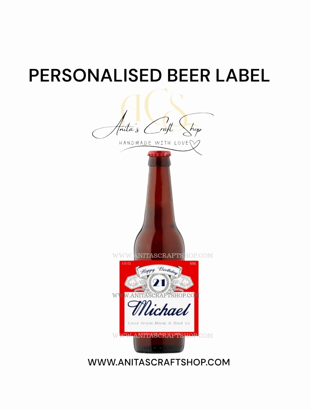 Budweiser Inspired Beer Label - personalised beer label - personalised beer