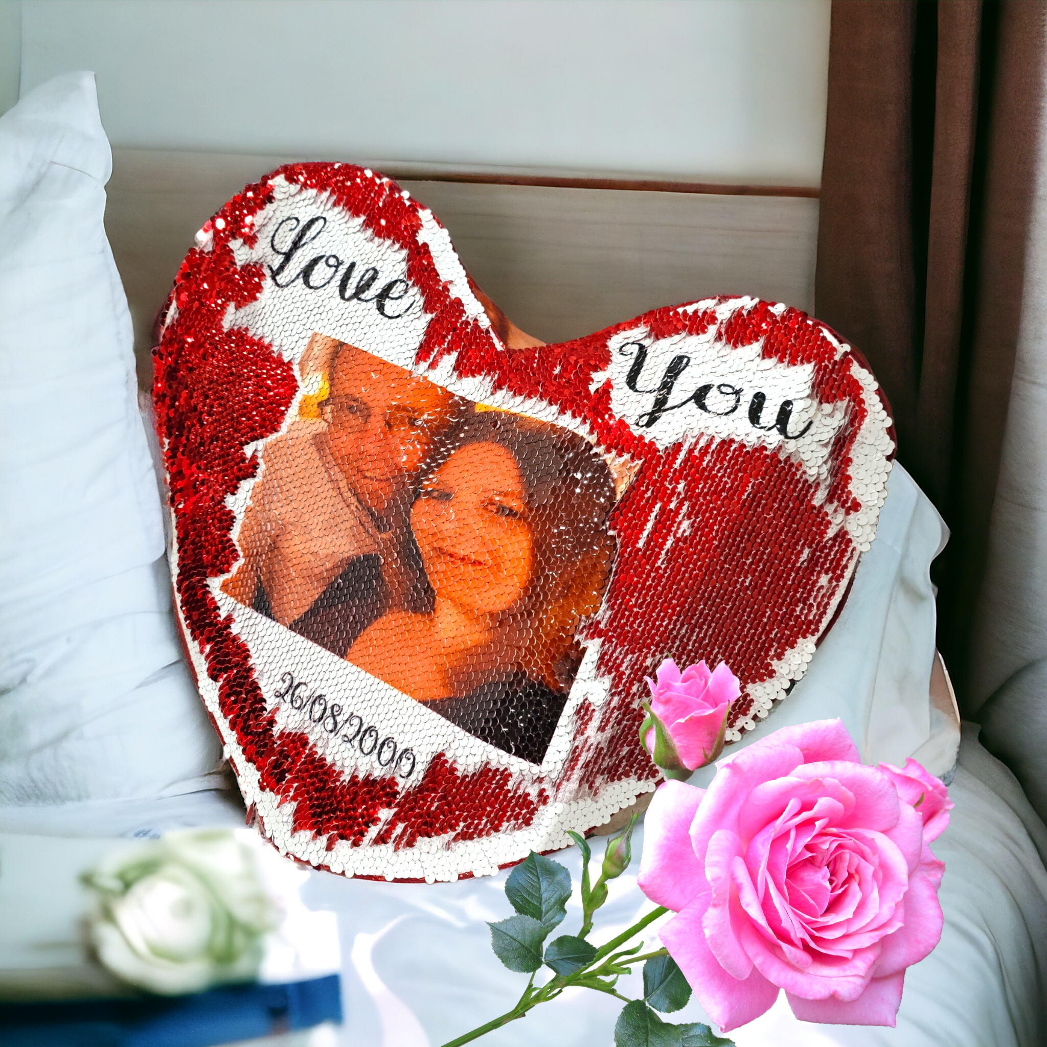 Sequin Heart Cushion