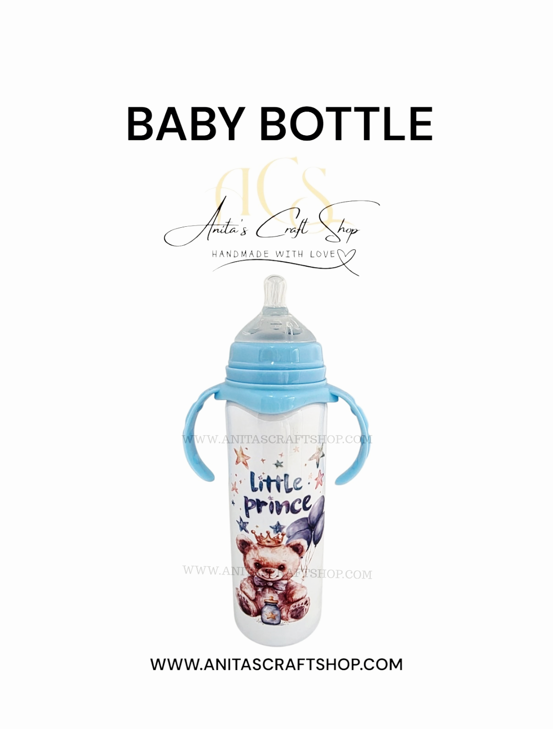 blue baby bottle - personalised baby bottle - custom made baby bottle
