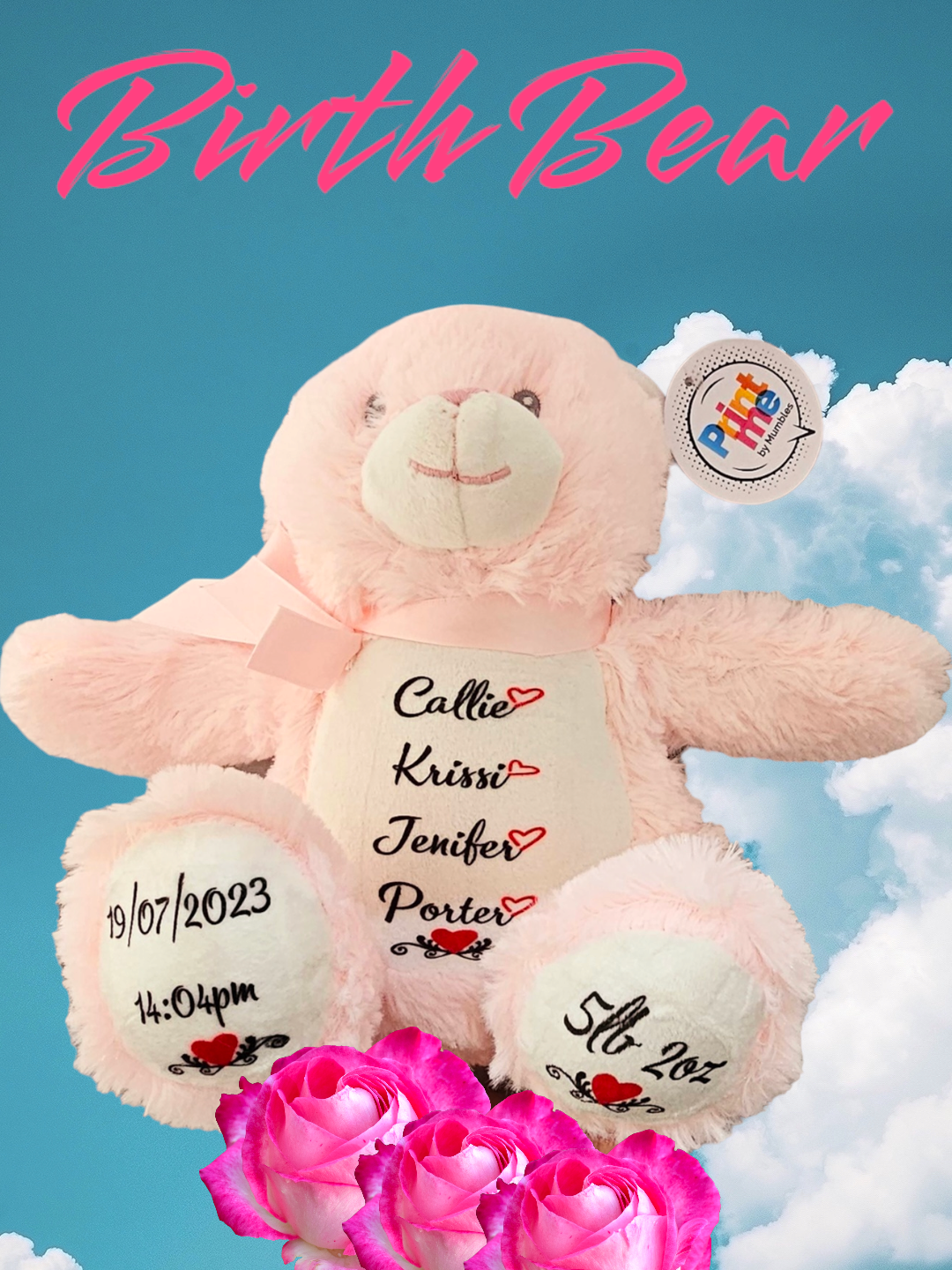 Birth bear - personalised gifts - Anita's Craft Shop