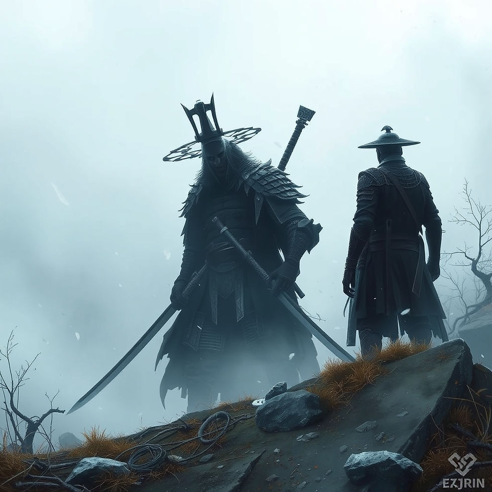 Eye-level view of a futuristic cityscape with a character poised for action on a rooftop