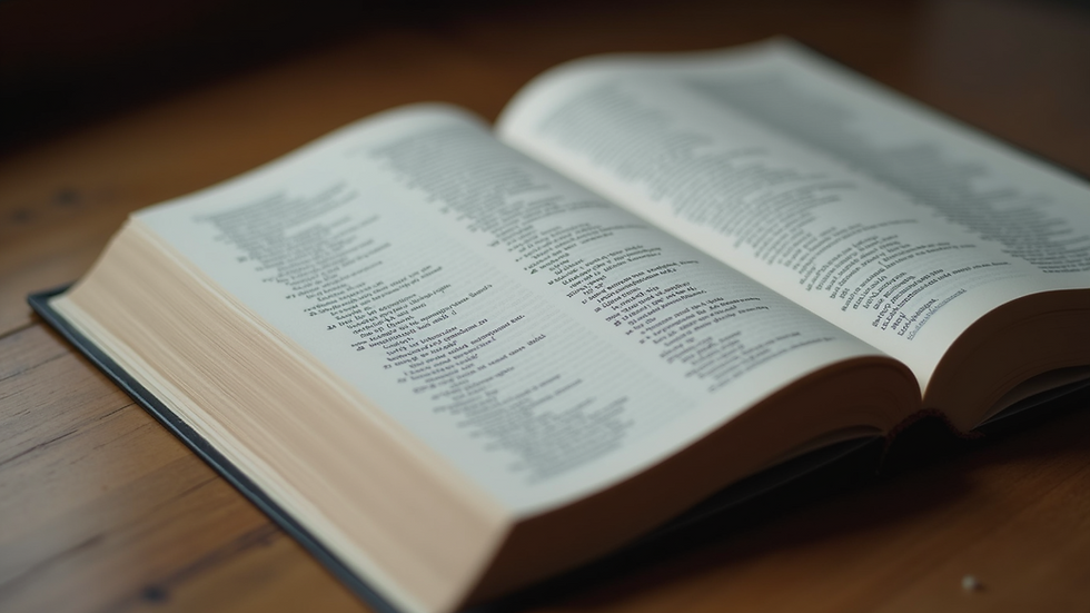 Close-up of an open book with written passages on faith