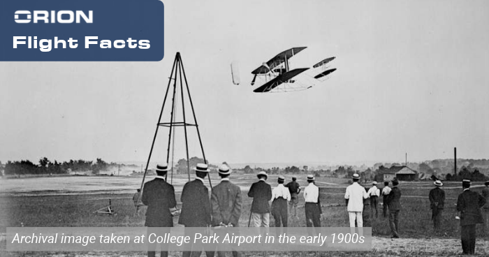 An archival image of College Park Airport in the early 1900s