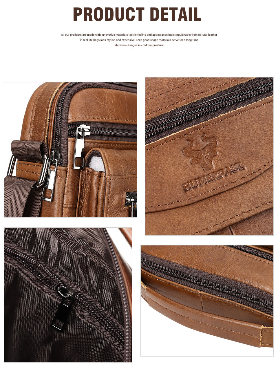 Thumbnail: Men's Compact Leather Messenger Bag