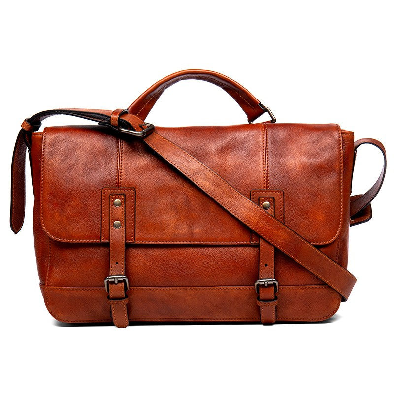 Thumbnail: Brown Heritage Leather Crossbody Bag – Premium Edition front view.