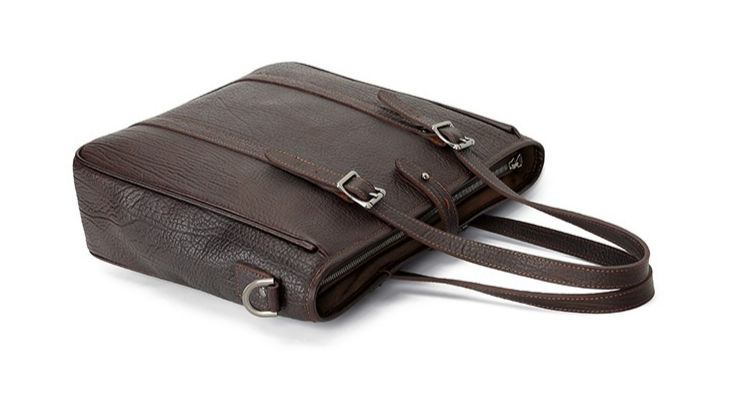 Thumbnail: Dark Brown Heritage Leather Tote Bag – Premium Edition side view.
