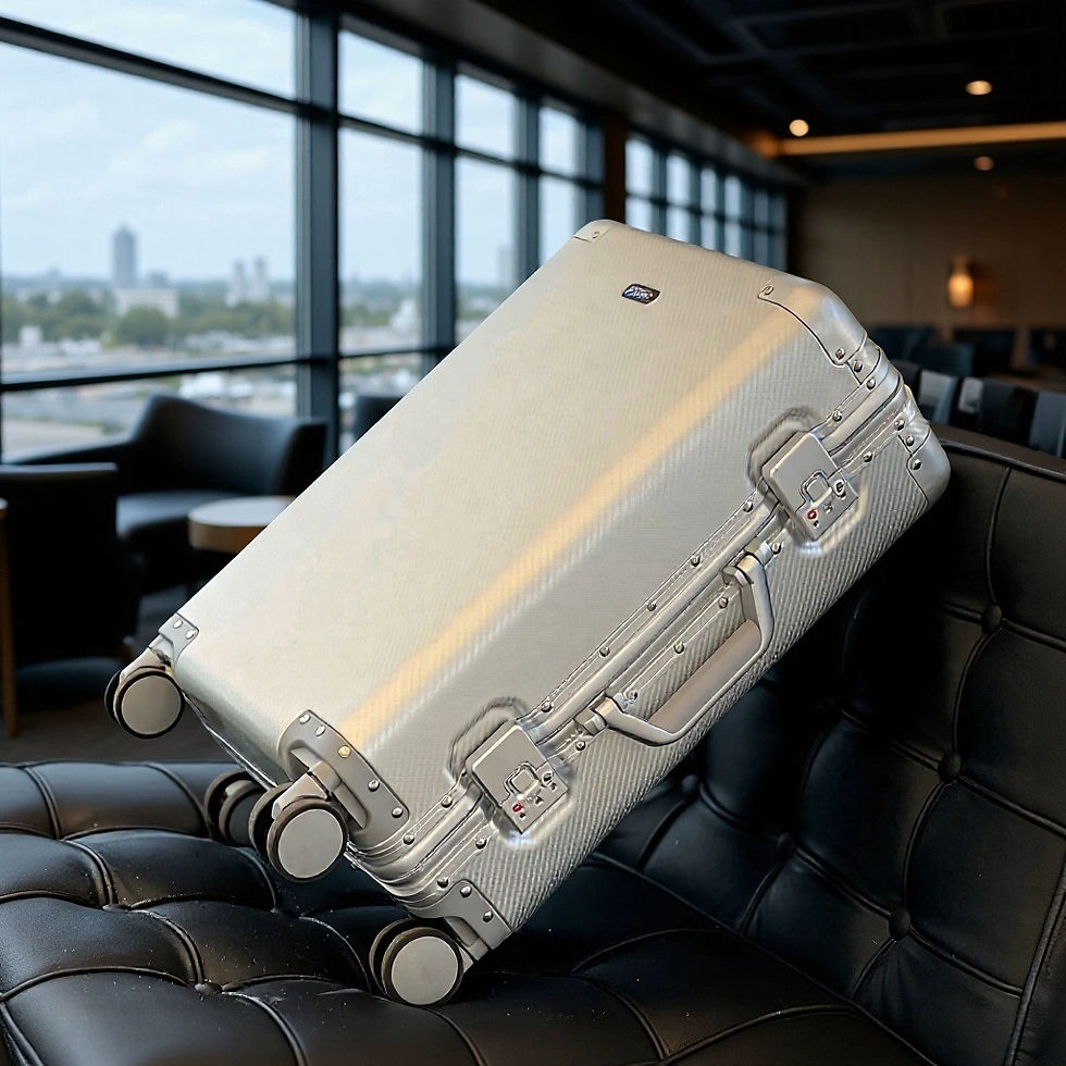 Silver premium aluminum travel suitcase angled front view