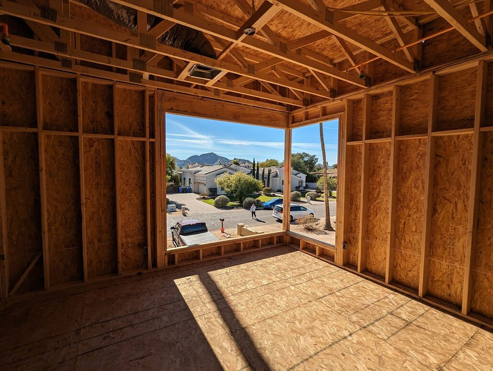 View from inside of house showing beautiful Arizona scenery through window opening