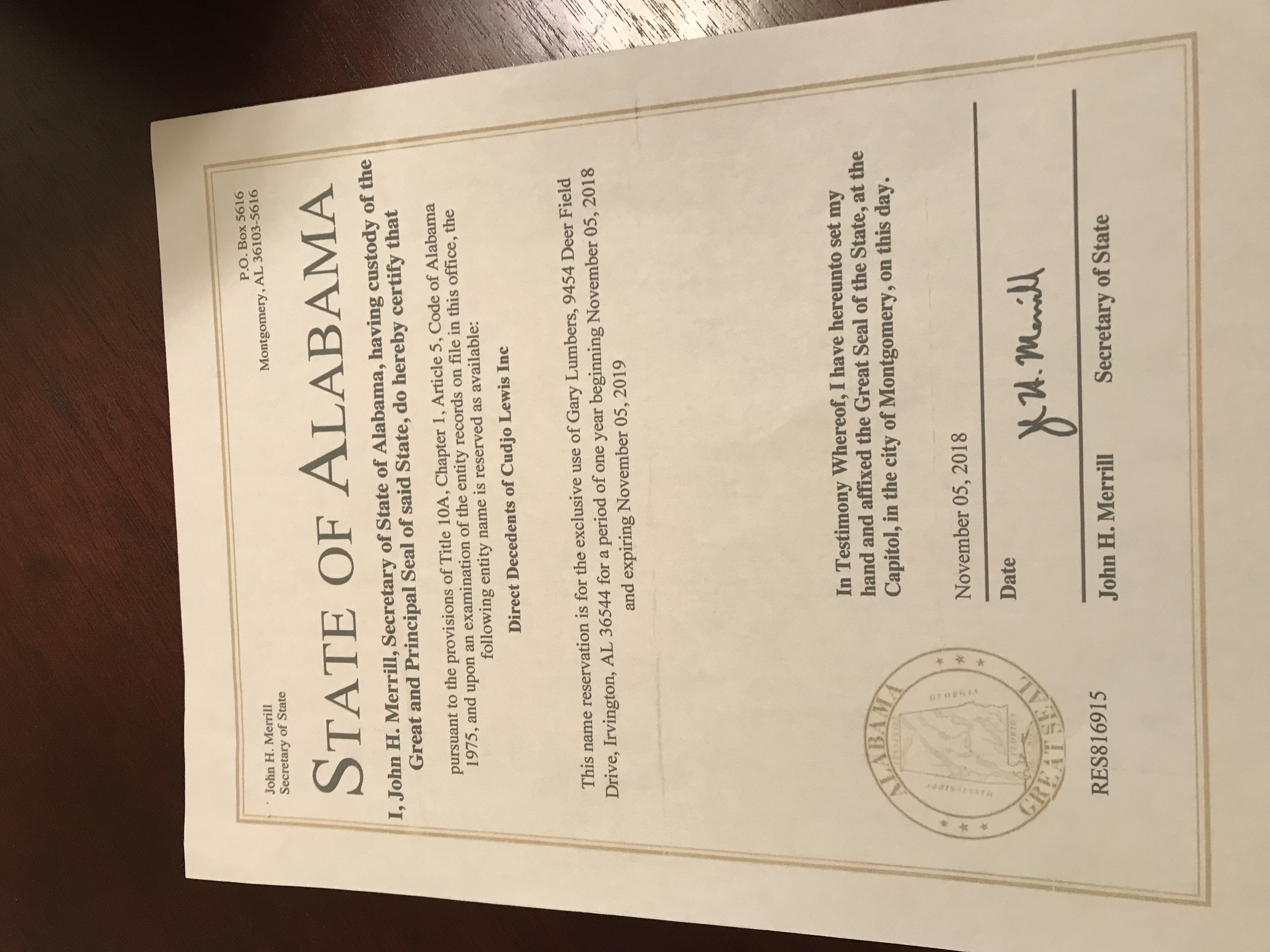 Alabama Non Profit Papers