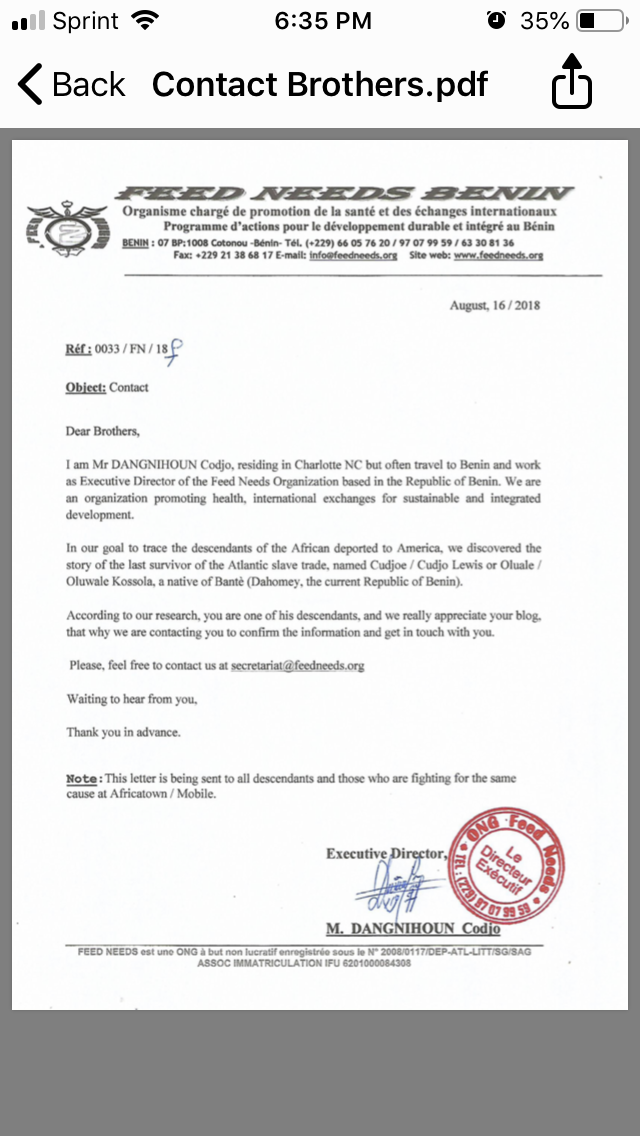 Document from The King of Benin