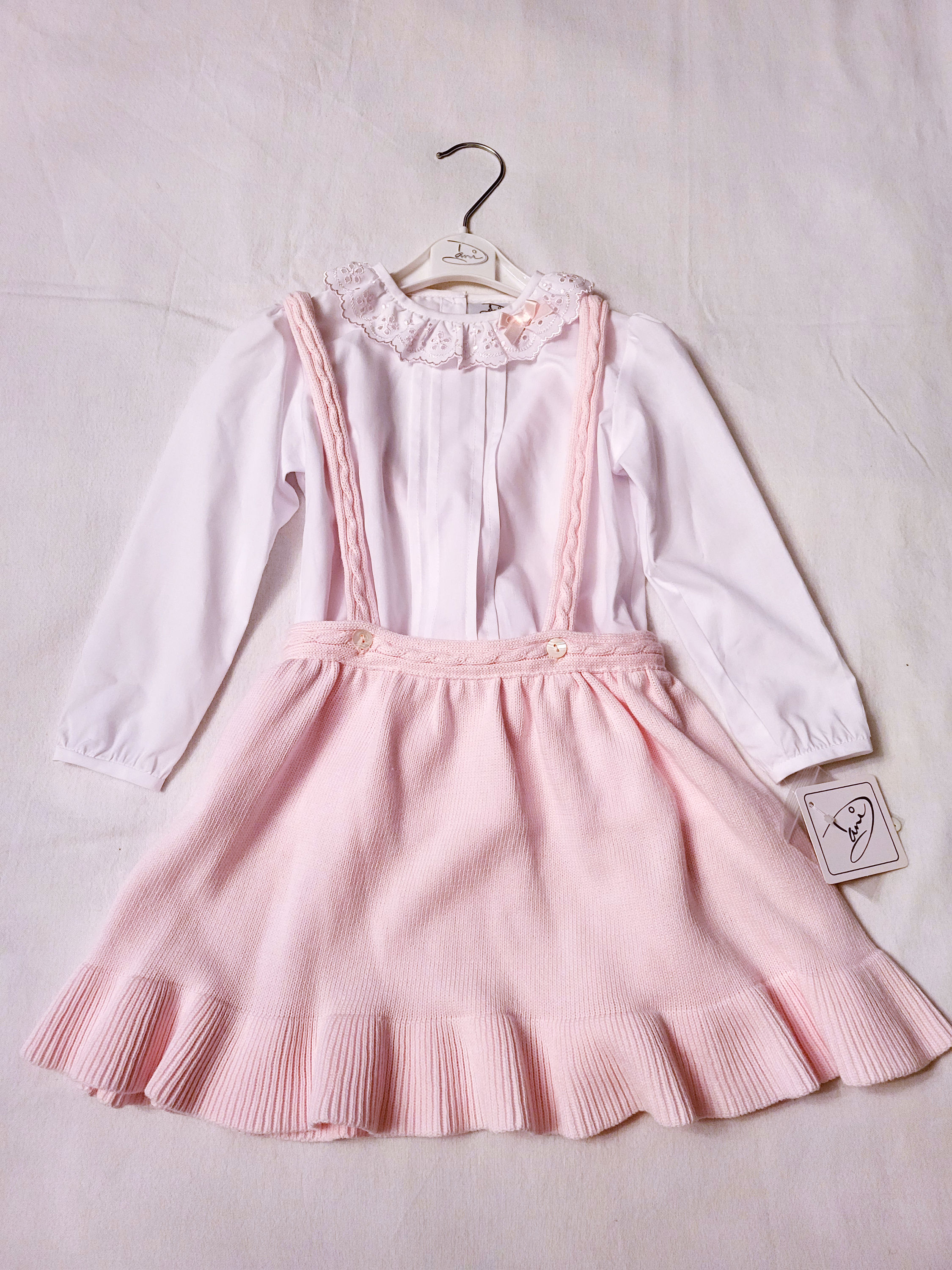 Blouse and Knitted Skirt Dungaree Set