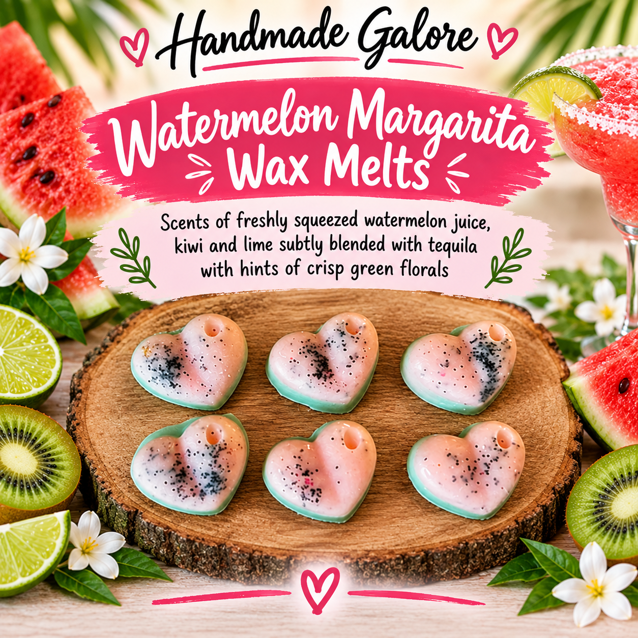 Watermelon Margarita Heart Wax Melts