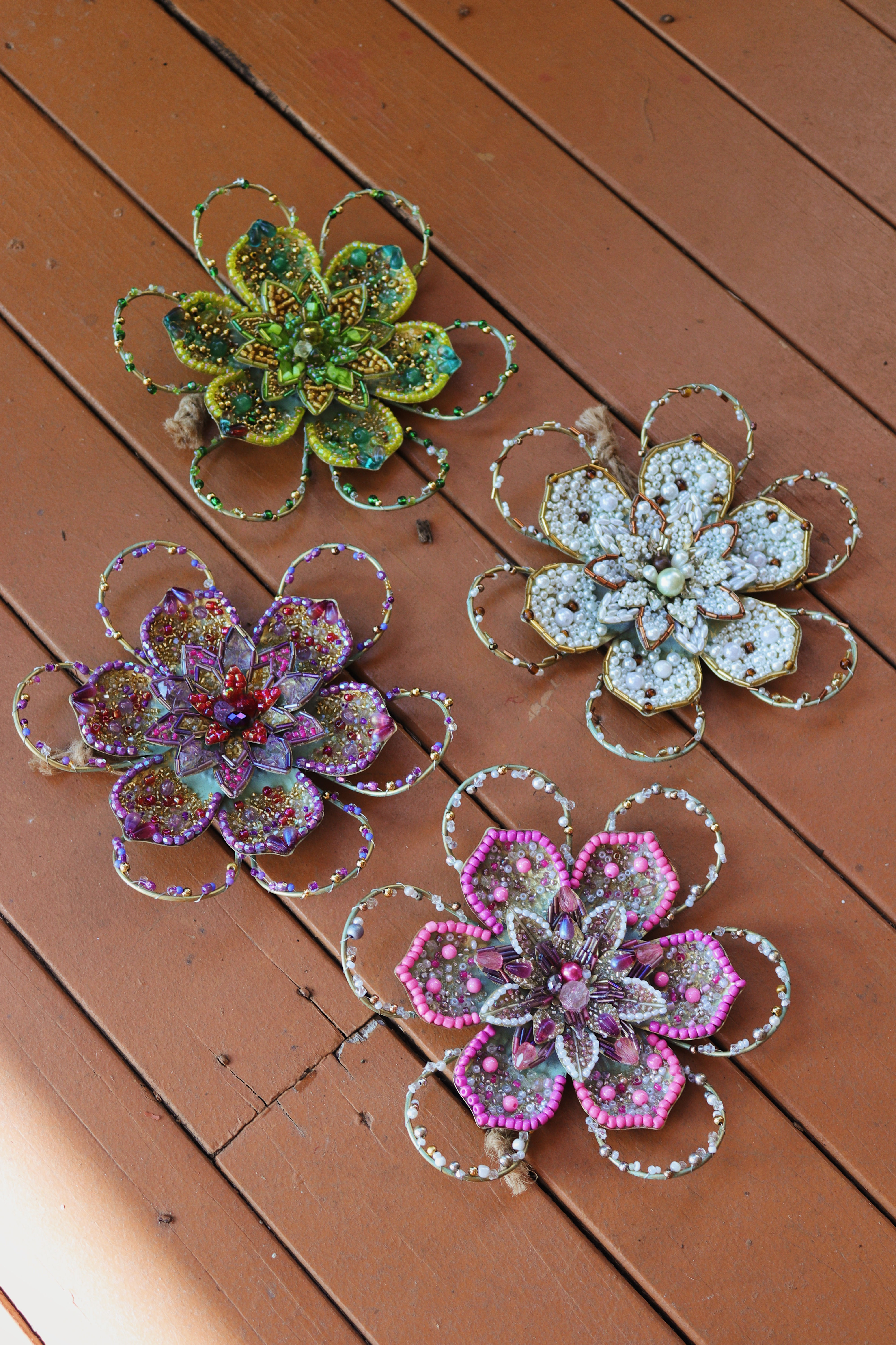 Bohemian Beaded Flower Wall Hangings Fairycore Wall Decor