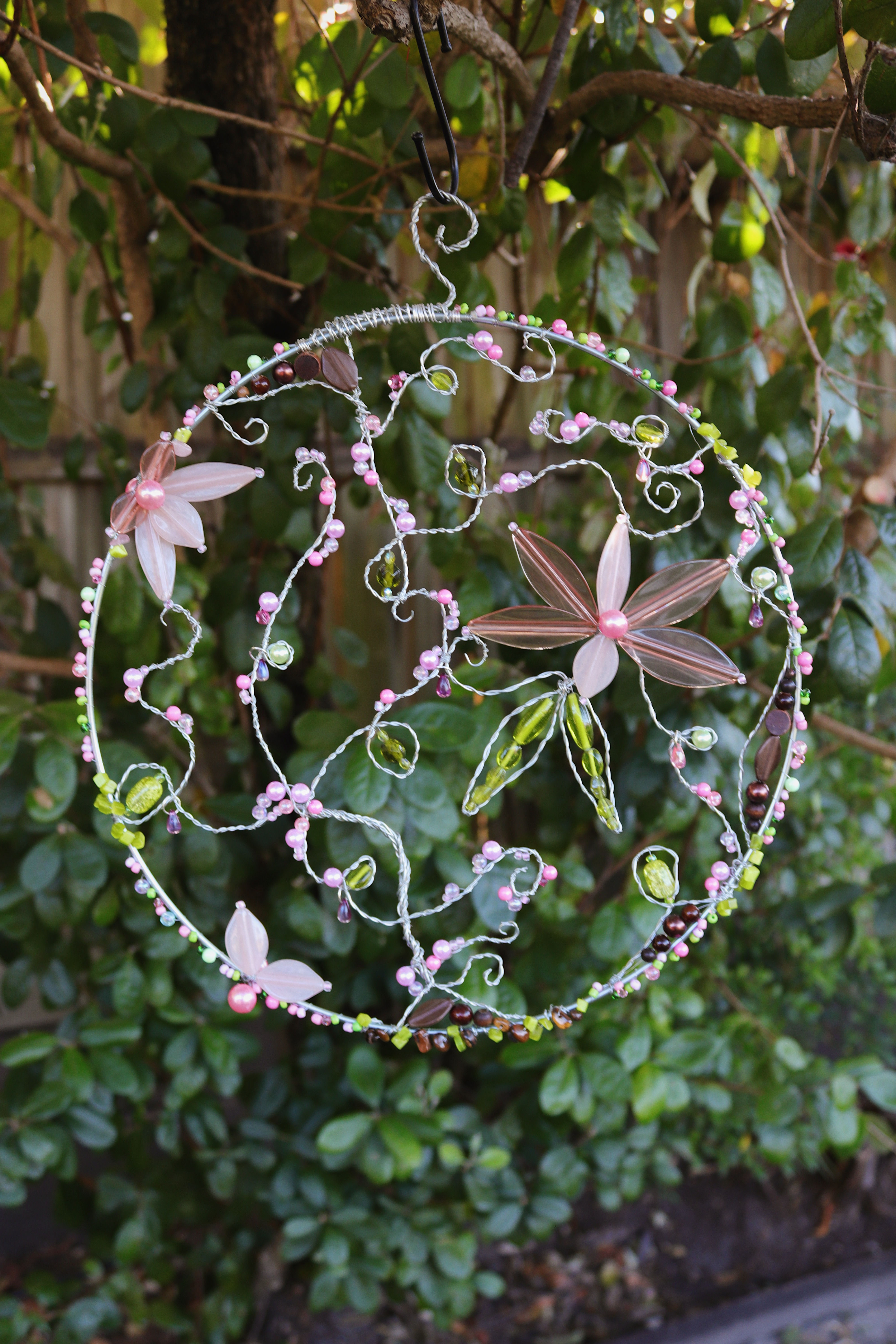Magical Pink Orchid Fairy Flower Beaded Suncatcher