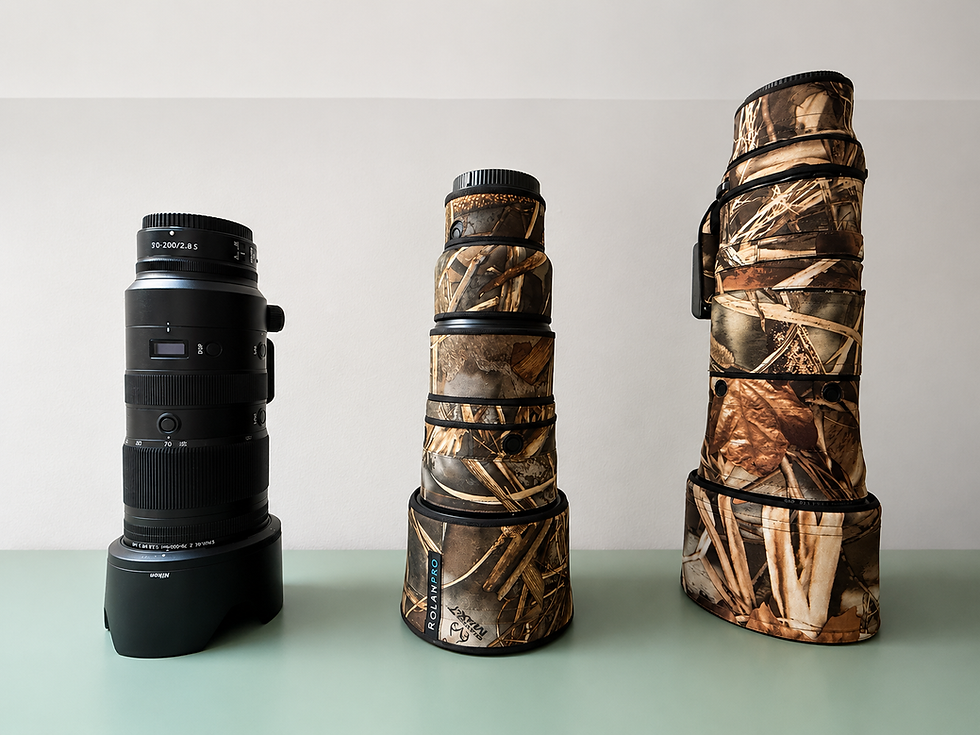 Comparison of three Nikon telephoto lenses used for wildlife photography: NIKKOR Z 70-200mm f/2.8 VR S, NIKKOR Z 400mm f/4.5 VR S and NIKKOR Z 180-600mm f/5.6-6.3 VR.