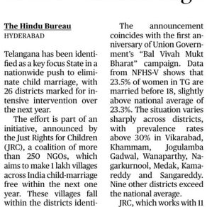 Telangana identifies 26 high-risk districts for intensive drive to end child marriage within a year