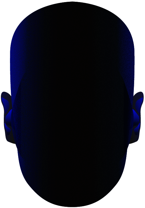 Simple, solid black head graphic.
