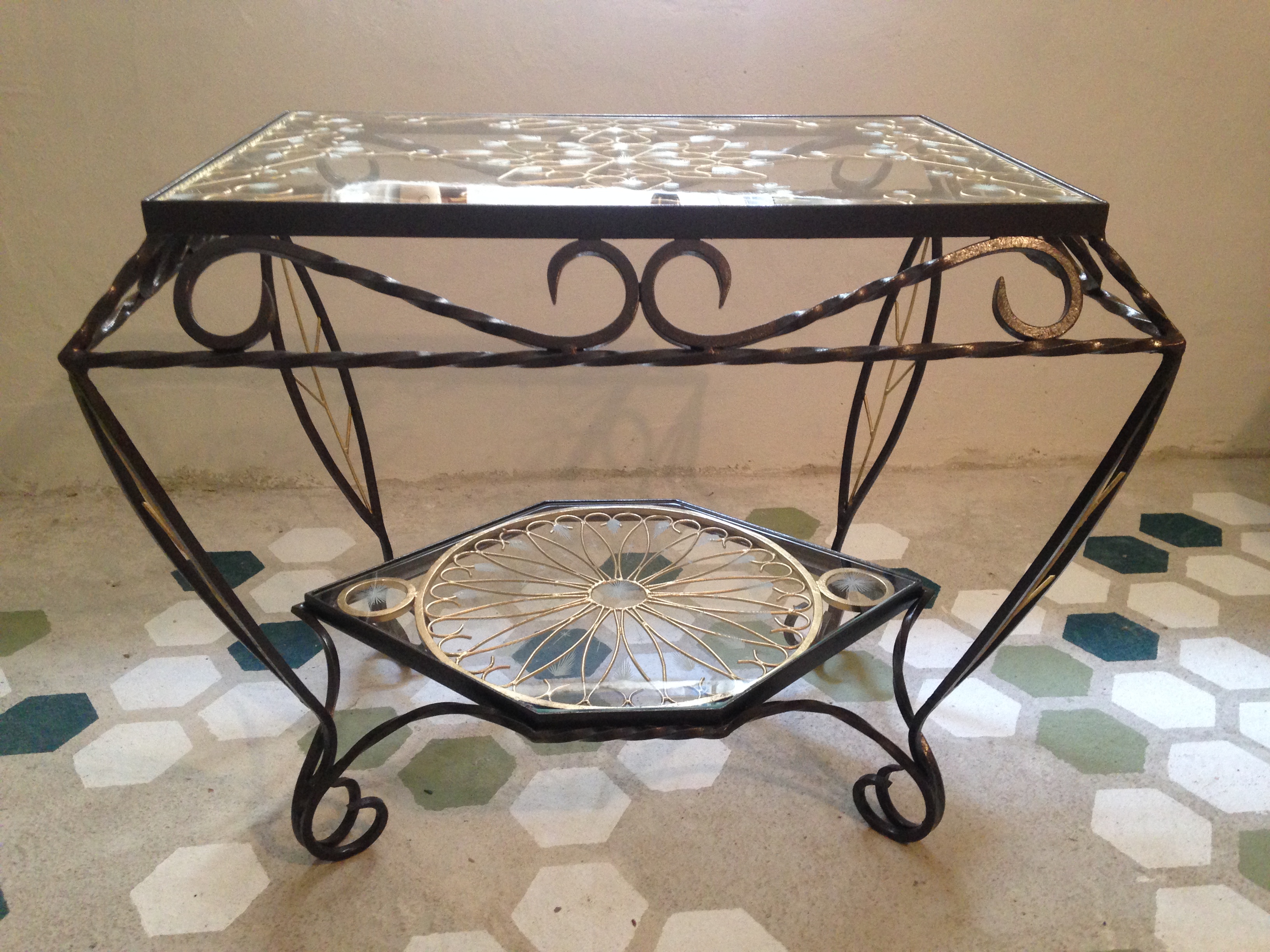 Table en fer et verre