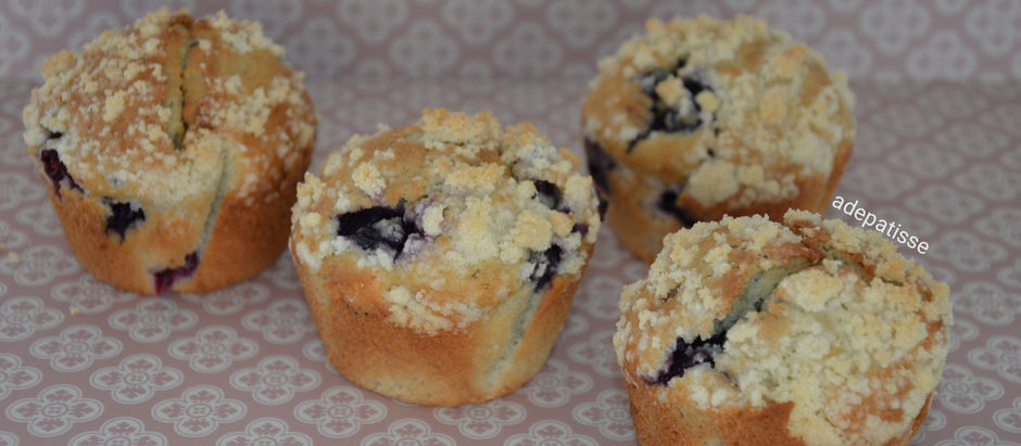 Muffins moelleux aux Myrtilles avec son crumble
