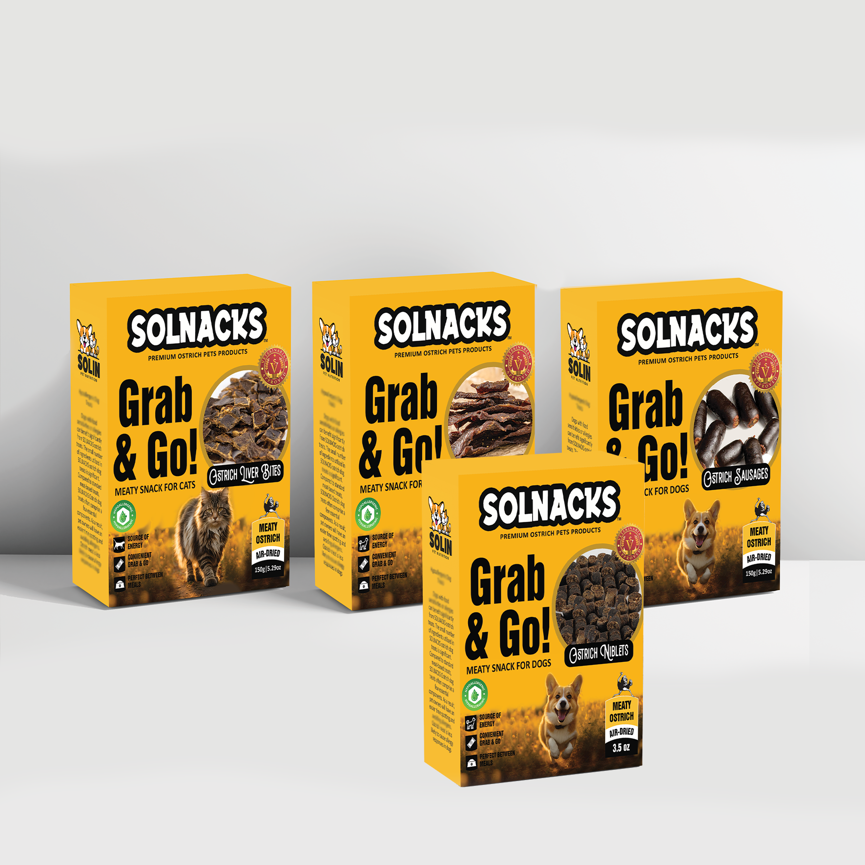 SOLNACKS Grab&Go Ostrich Meat Pet Treats