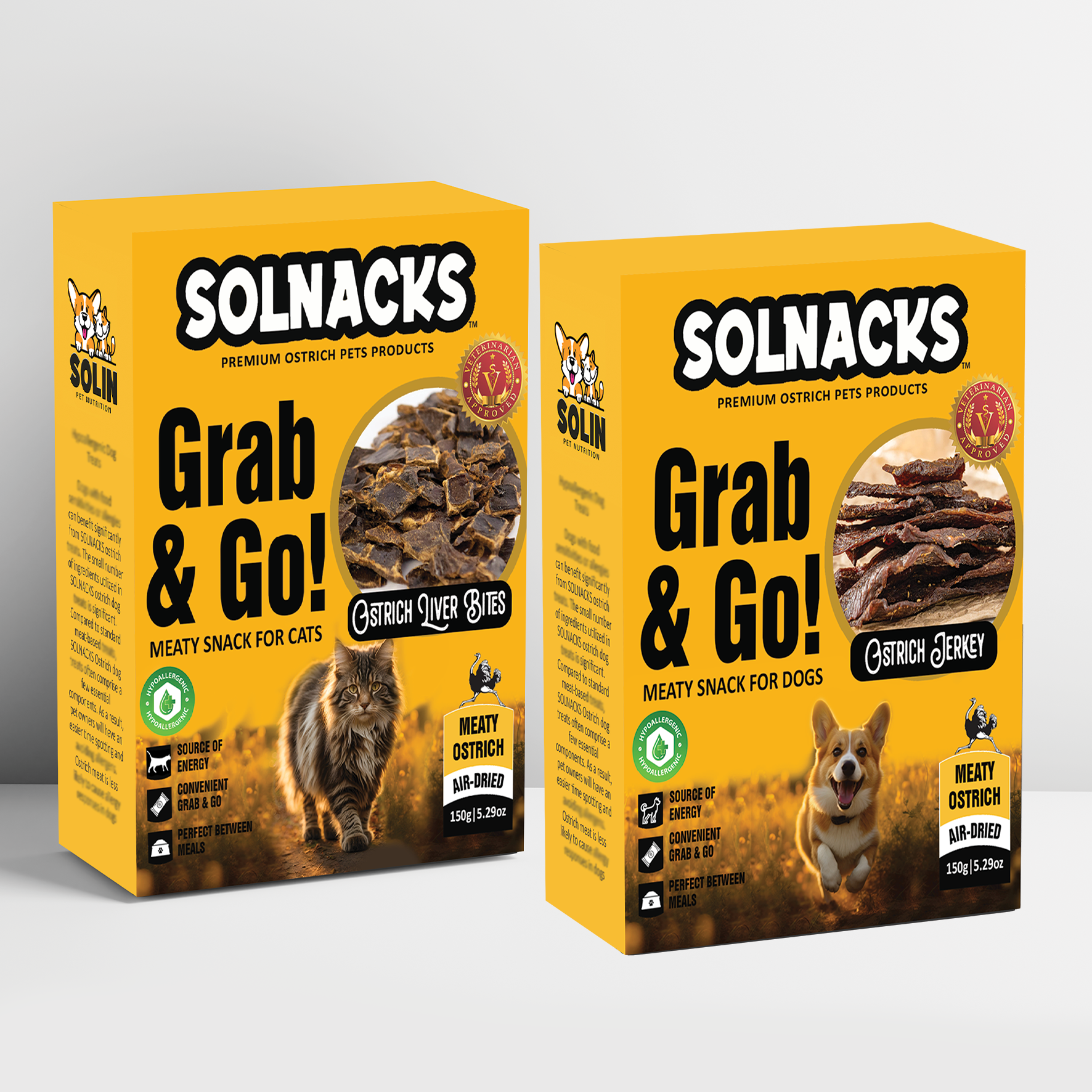 SOLNACKS Grab&Go Ostrich Meat Pet Treats