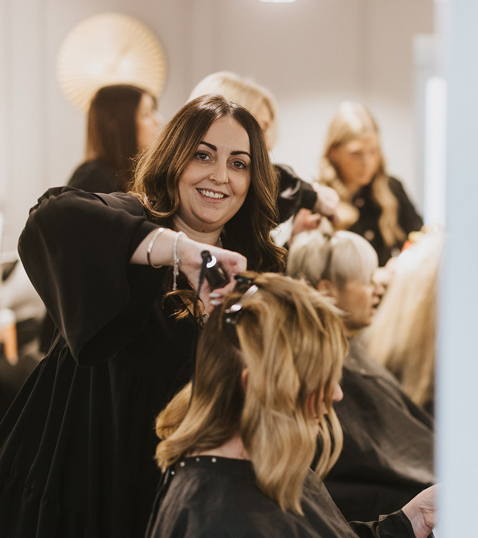 Hair consultation with stylist at Red Hair Lincoln