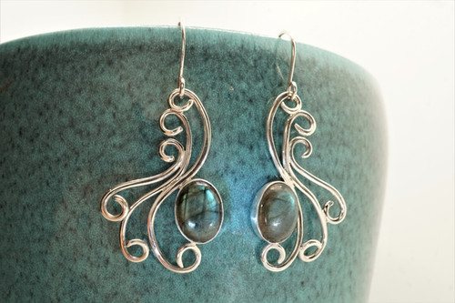 Peacock sterling silver handcrafted earring
