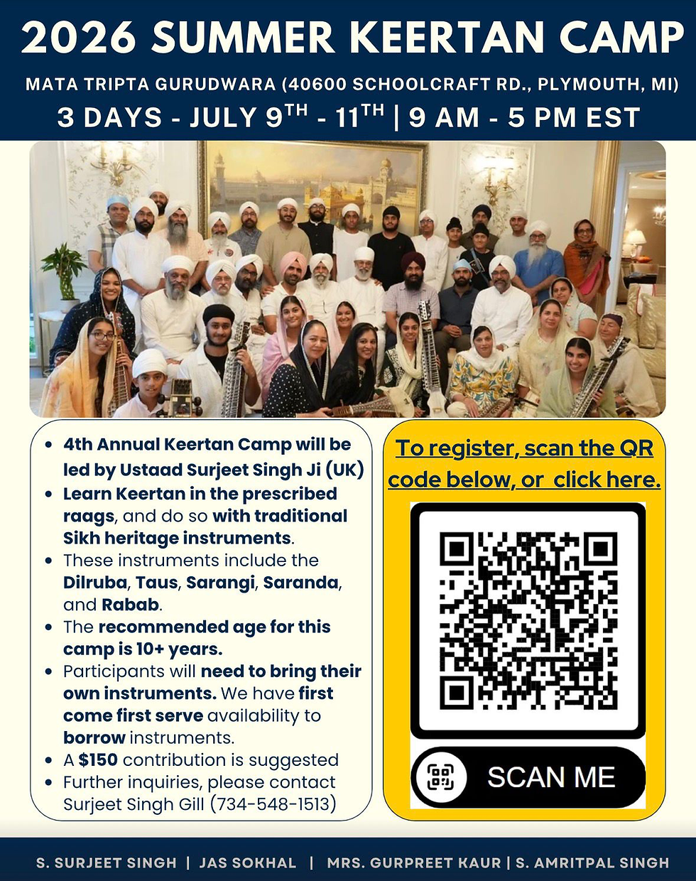 2026 Summer Keertan Camp: July 9th - July 11th