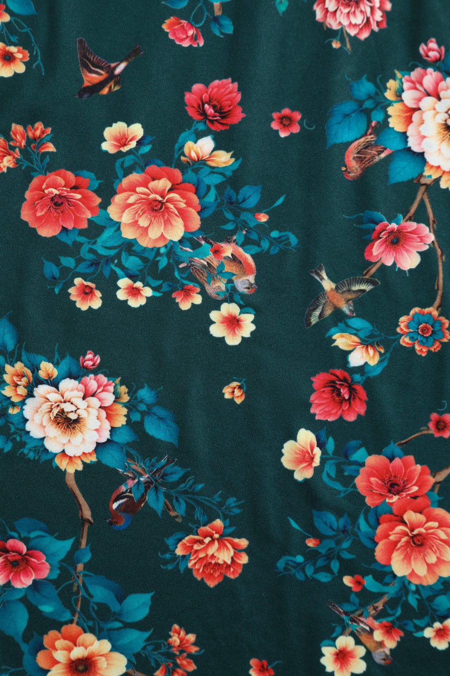 Thumbnail: Donna Cross Over Bust Flared Dress in Green Floral Print