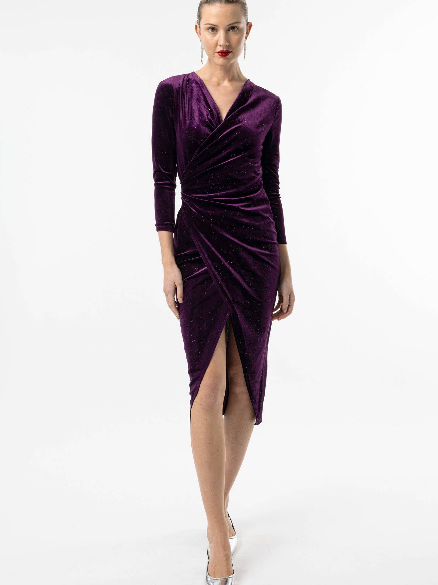 Purple Shimmer Velvet Dress