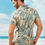 Thumbnail: Men's blue and camel palm shirt 