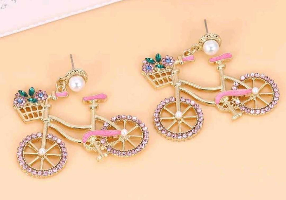 Pink Bike Earrings 