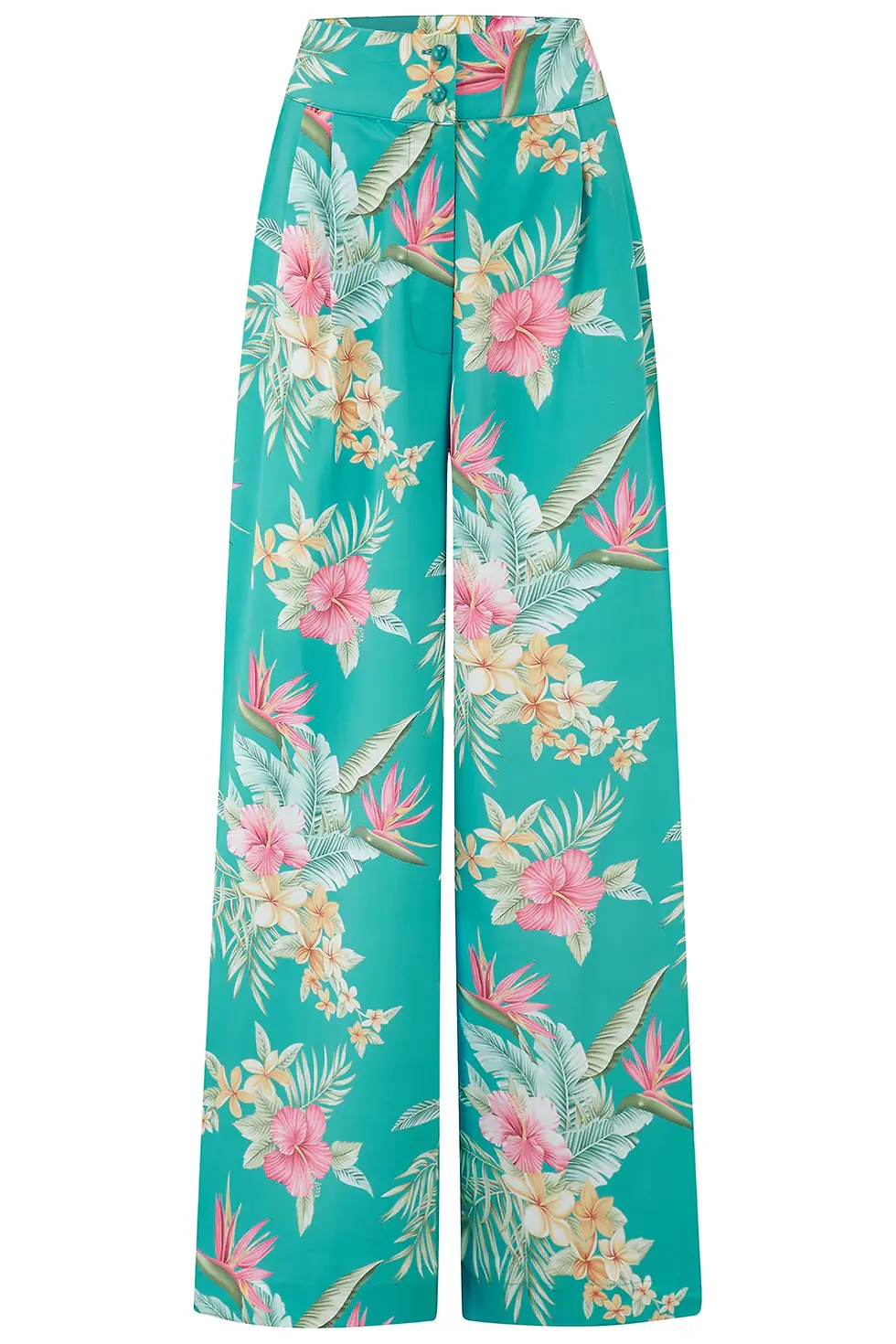 Thumbnail: RnR Sophia Palazzo Wide Leg Trousers in Teal Honolulu