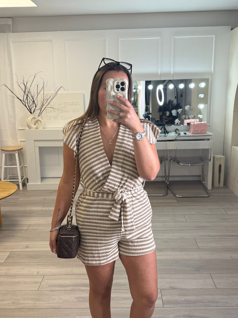Thumbnail: Crochet knit tie waist playsuit 