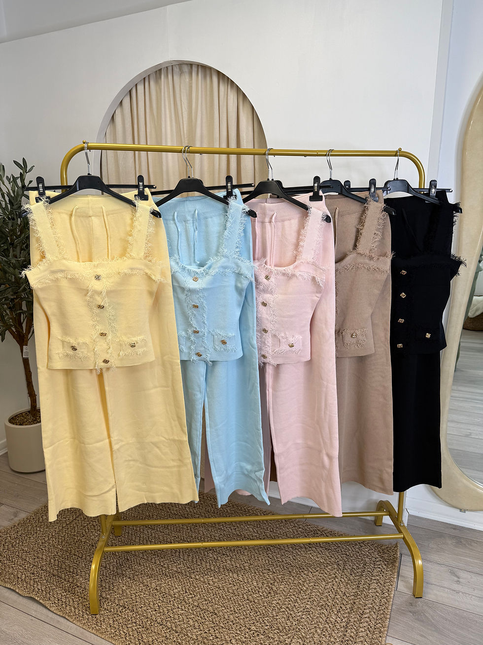 Thumbnail: Freyed gold button wide leg sets 