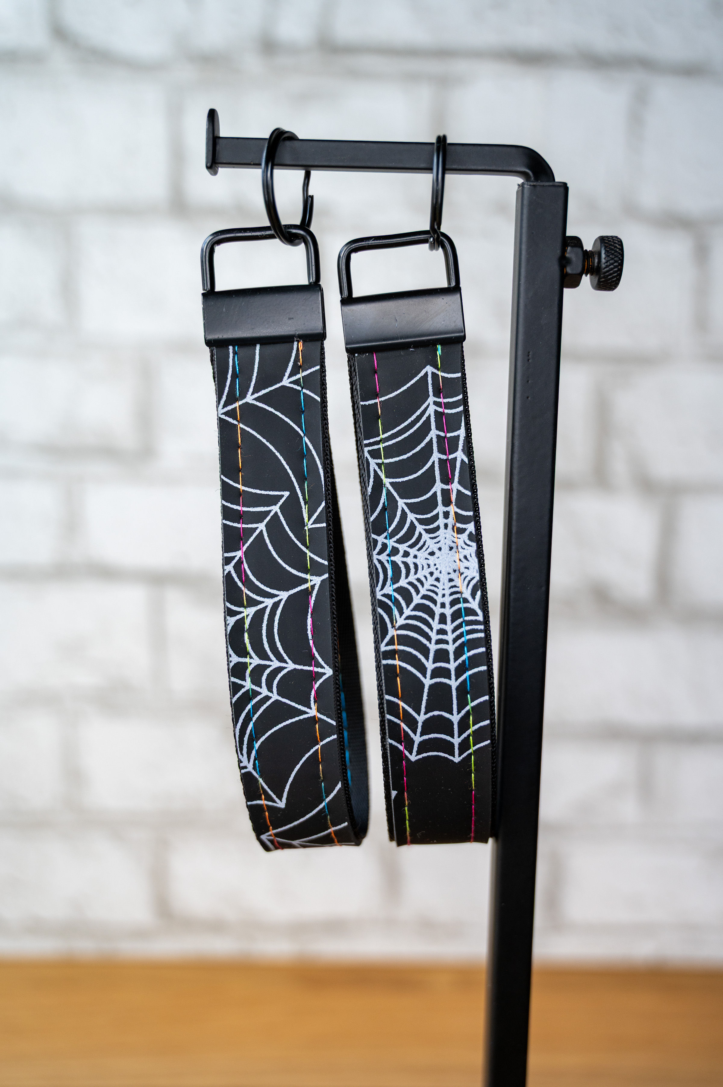 White Reflective Spiderweb Key Fob | Black