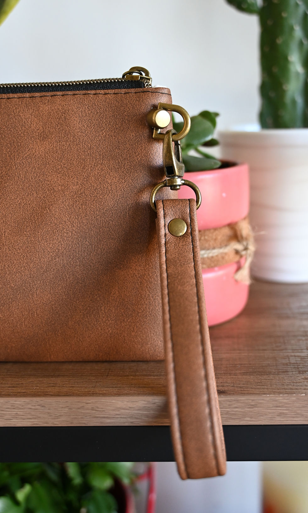 Thumbnail: Faux Leather & Corduroy Zip Pouch
