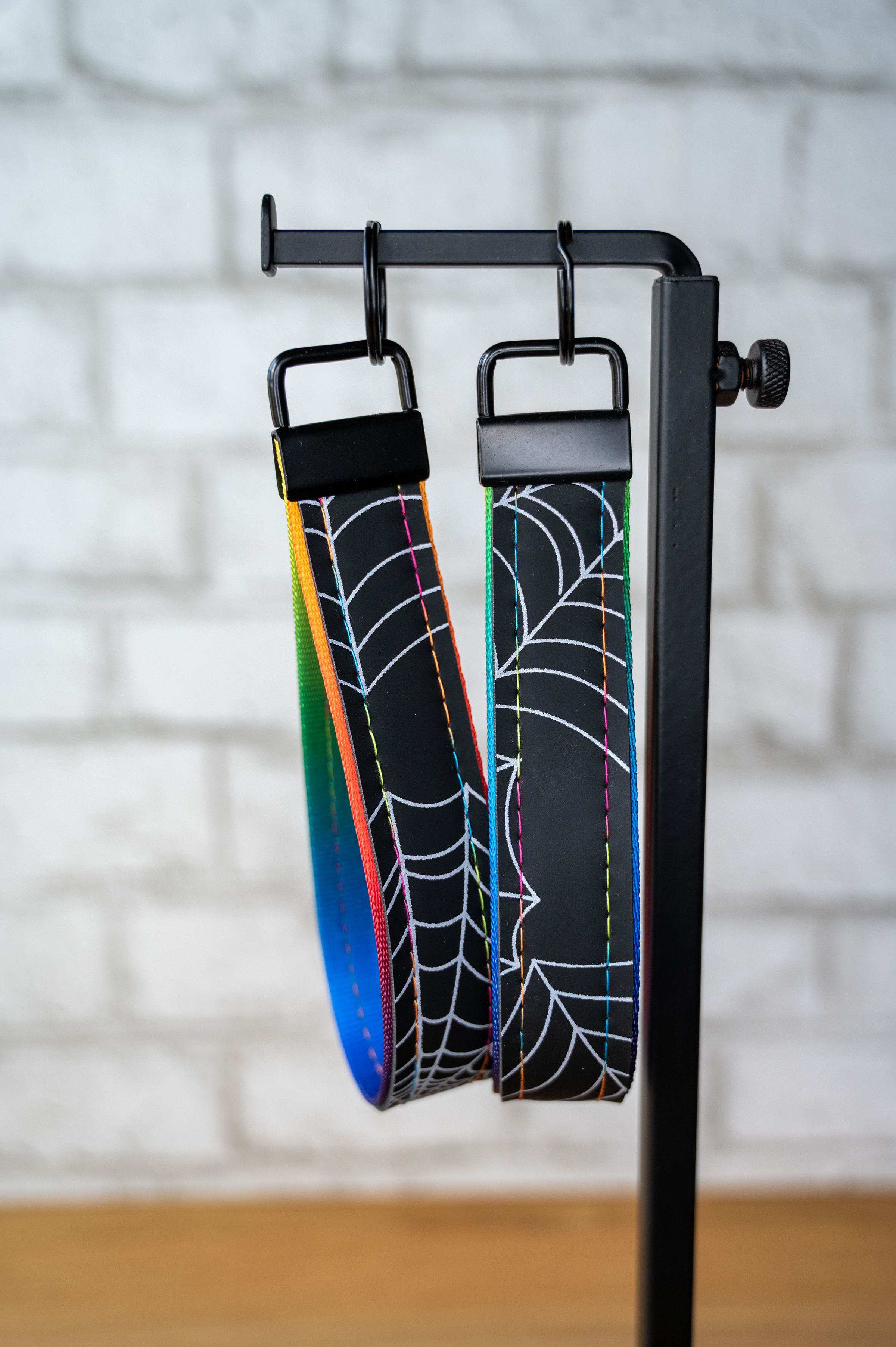 White Reflective Spiderweb Key Fob | Rainbow