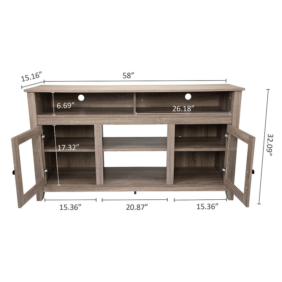 Миниатюра: Retro Glass Door Fireplace TV cabinet for TVs up to 65 Inches