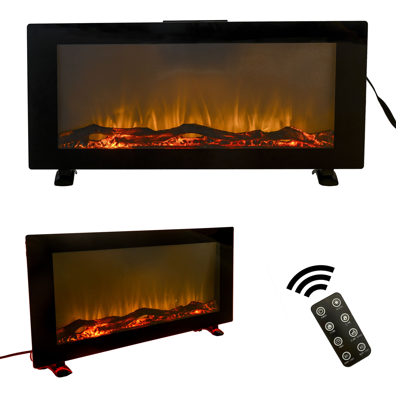 42 Inches Wall-Mounted Electronic Fireplace,10 Colors Backlight, CSA Certificati
