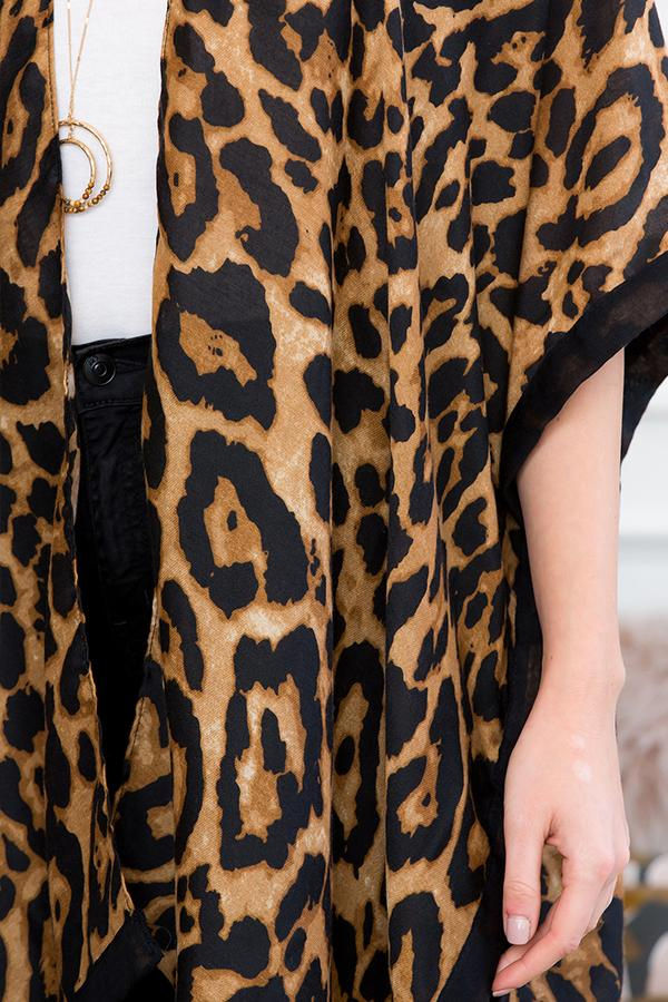 Küçük resim: Hdf2503br - Brown Leopard Open Front Kimono