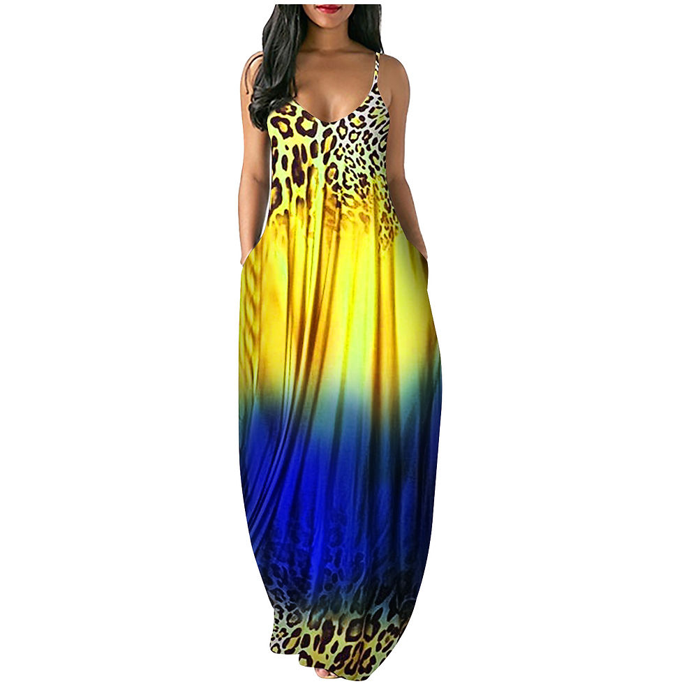Thumbnail: Plus Size Spandex Leopard Print Gradient Loose Rainbow Dress