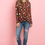 Thumbnail: Long Sleeve Round Neck Leopard Knot Top