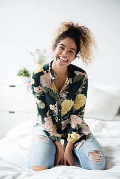 Woman with Flower Pattern Shirt