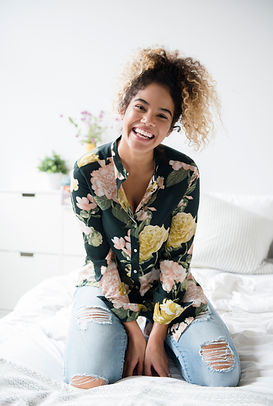 Woman with Flower Pattern Shirt