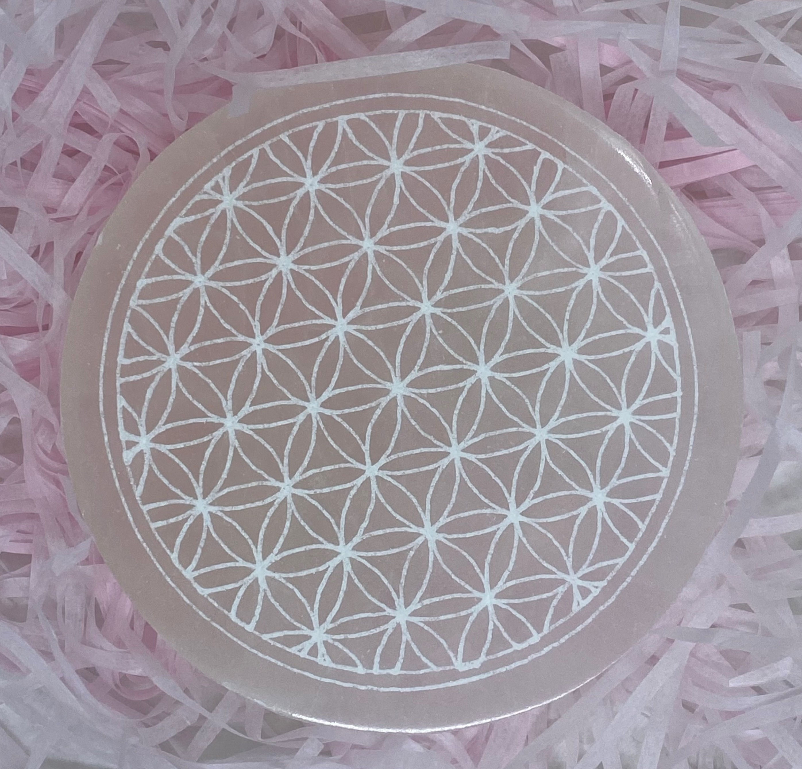 Palet Fleur de vie en Sélénite