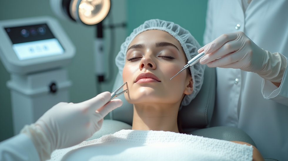 Close-up view of a modern skin clinic treatment room with advanced equipment