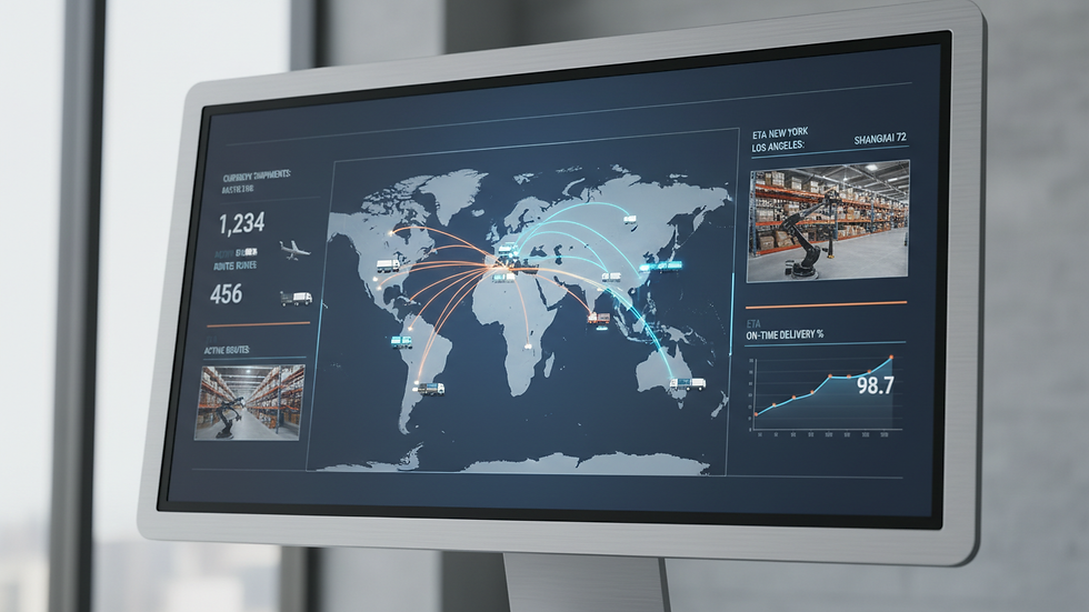 Close-up view of a logistics dashboard showing shipment tracking data