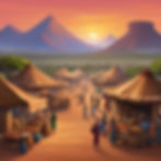 African Marketplace in foreground, African Mountain sunset in background.jpg